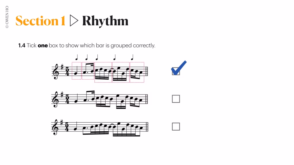 grouping of notes 5/4 time