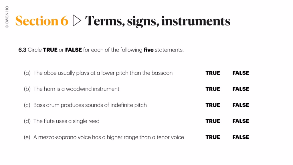 instruments questions